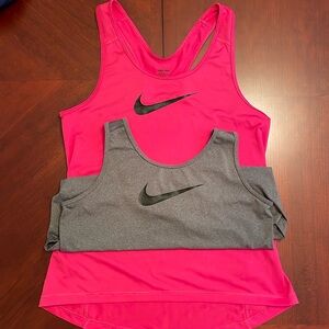 Lot of 2 medium pink and dark grey Nike racerback tanks